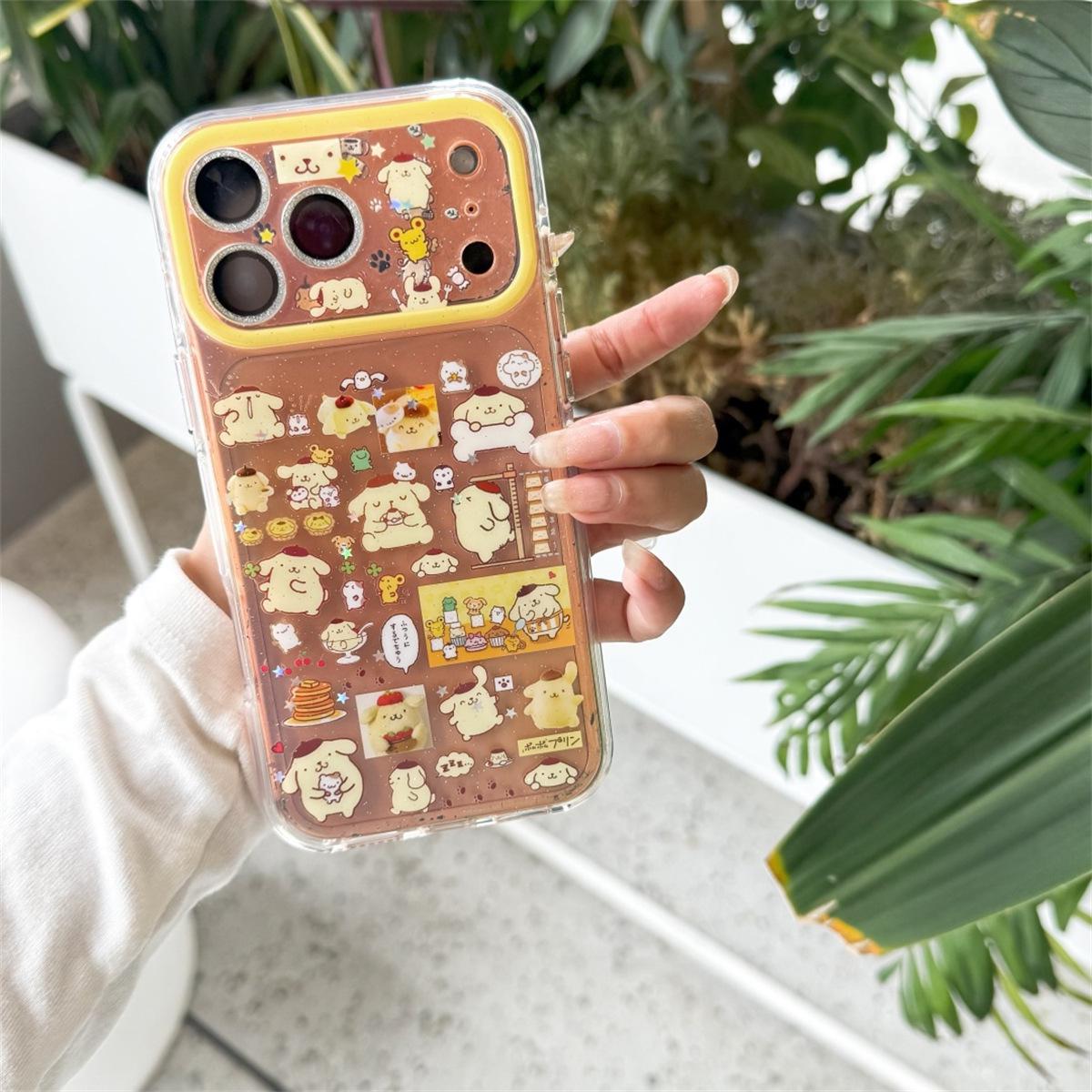 

Cartoon Glitter Pudding Dog iPhone 15/Pro Max Drop-proof Full Coverage Case Pro Max