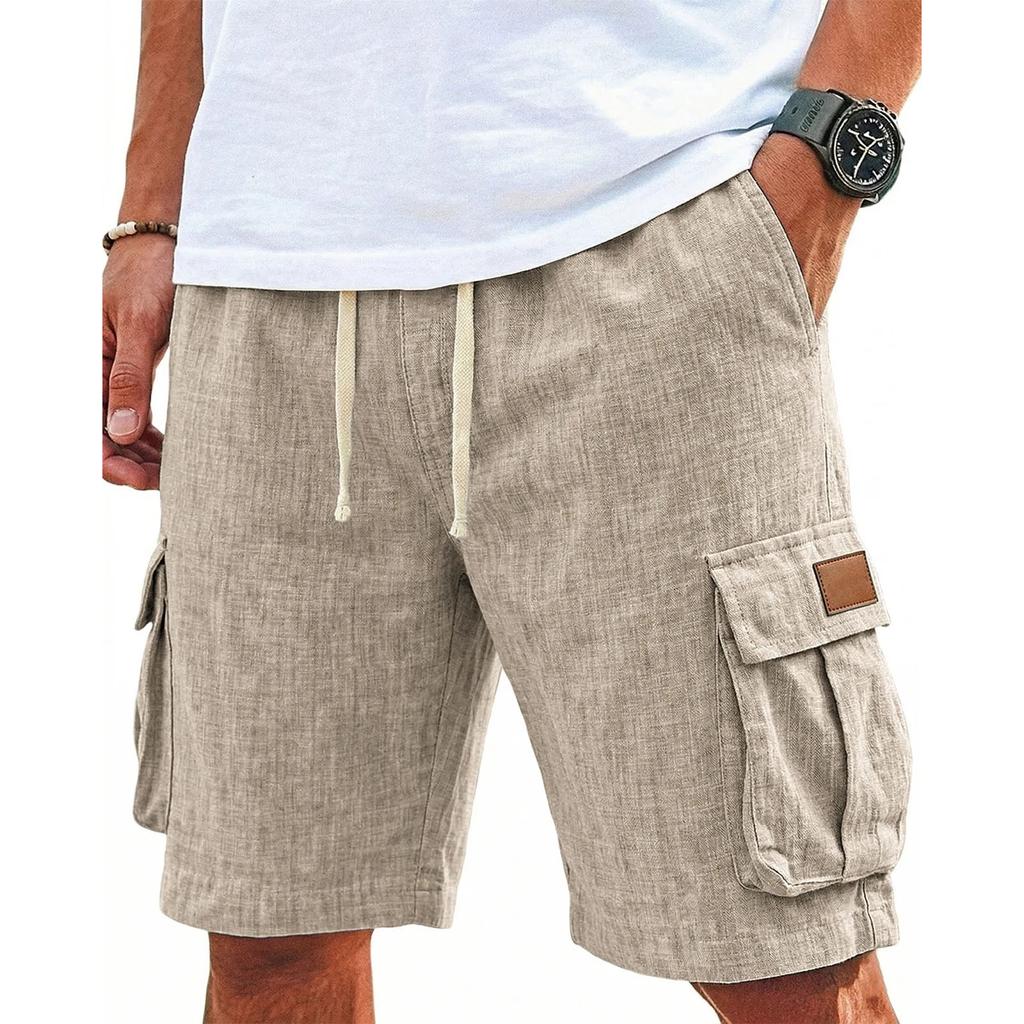 Pantaloncini Cargo Casual da Uomo con Coulisse in Vita, Vestibilità Rilassata con Tasche Multiple, Tessuto Leggero e Traspirante per l'Uso Quotidiano