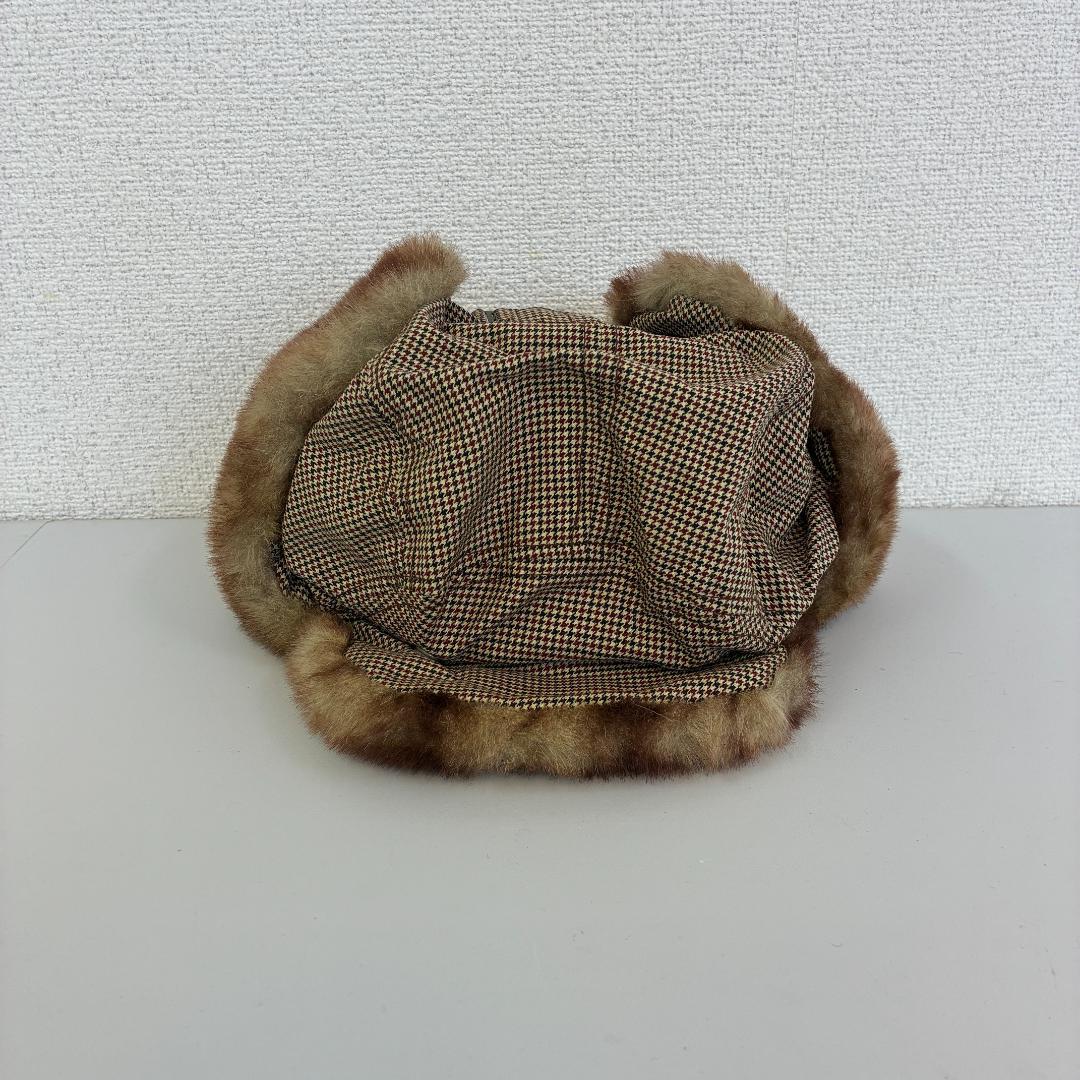 

[USED] Fred Bare Checked Fur Flight Cap Made in England