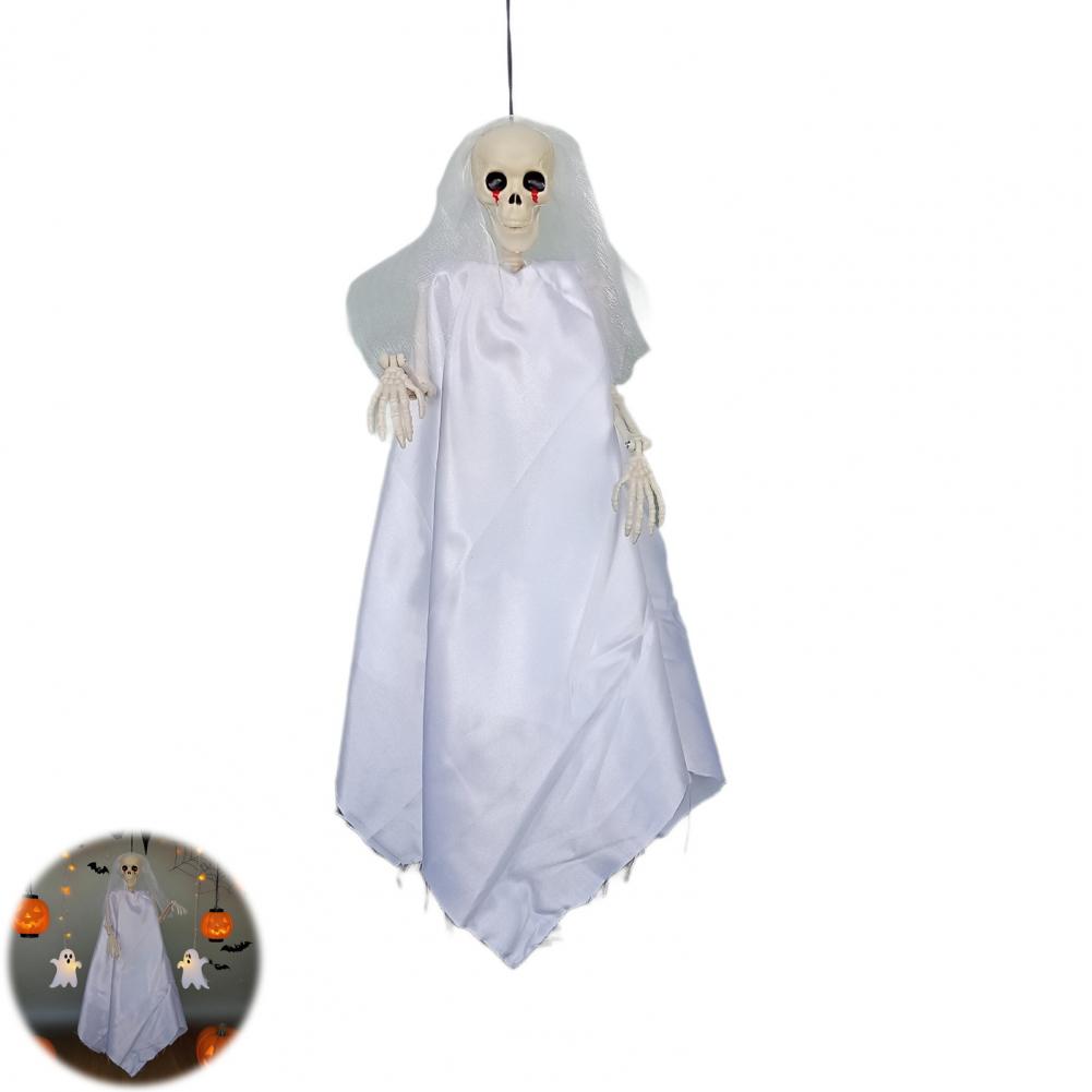 Halloween Ghost Decoration Spooky Ghost Bride Halloween Decoration Realistic Haunted House Prop with Lanyard
