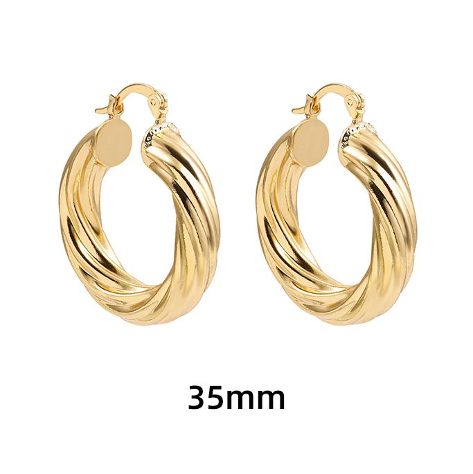 

New Trendy Geometric Twisted Thick Hoop Earrings Fashion Gold Color Big Round Circle Earrings for Women Punk Hiphop Zircon Gift