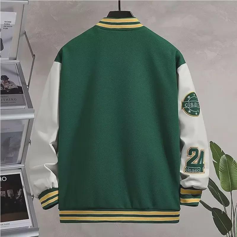 Men's Trendy College-Style Embroidered Baseball Jacket - Hong Kong Style, Perfect for Spring and Autumn Couples and Students
