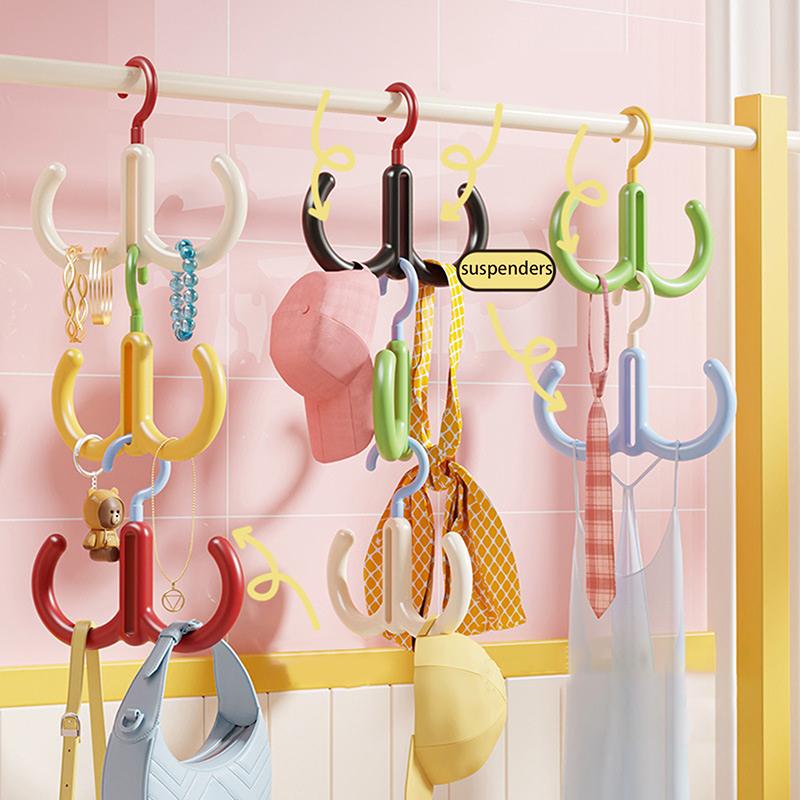 New Multifunctional Clothes Hanger Portable Dopamine Hook Scarf Tie Display Rack Rotatable Bedroom Scarf Racks