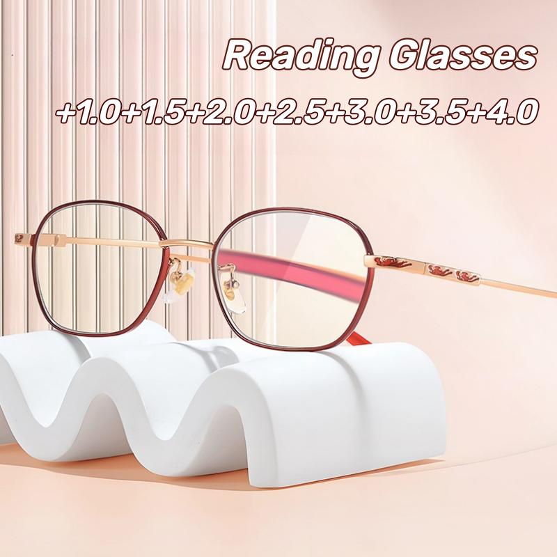 Luxury Designer Metal Frame Reading Glasses Women Men Anti Blue Light Presbyopia Glasses Ultra-light Elegant Far Sight Eyewear