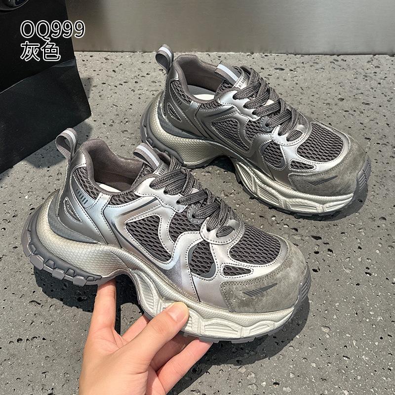 Casual Sports Velvet Running Shoes Autumn and Winter New Leather Platform Dad Shoes