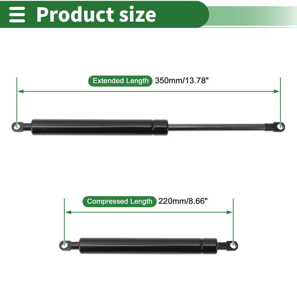 Motoforti 350mm/13.78" Gas Struts with 800N Gas Springs, Black Carbon Steel, 2 Pieces, for RV Toolbox Lids, Storage Boxes, and Cabinet Doors
