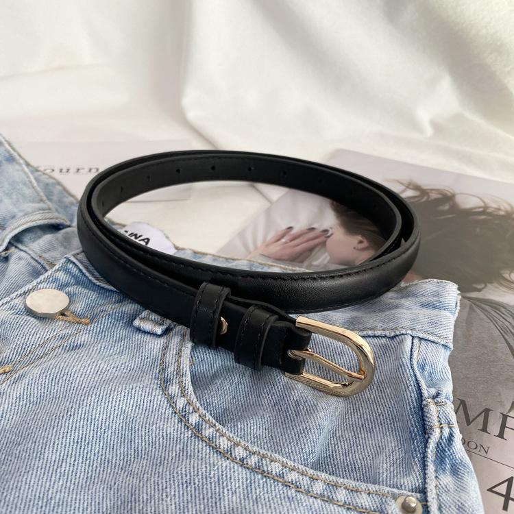 

Vintage Leather Belt For Women Stylish Jeans Belt Summer Essential Versatile Thin Decoration Pants Belt Ideal For Everyday Use 105cm чорний