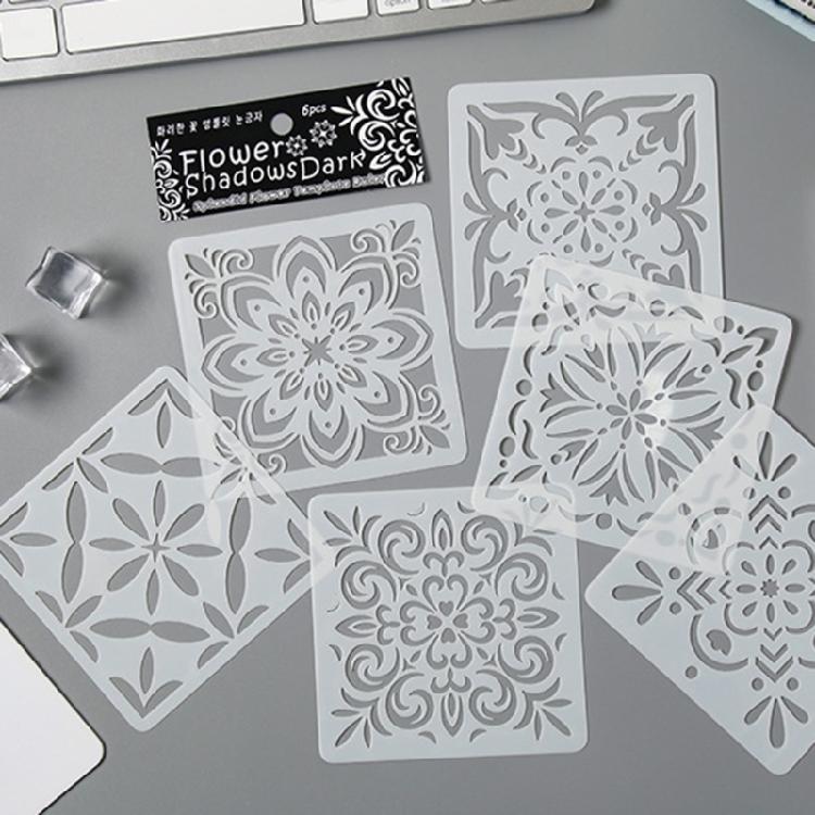 6 Pcs Flowers Stencils Drawing Stencils Leaf Templates For Creative Scrapbook Pages And DIY Home Projects
