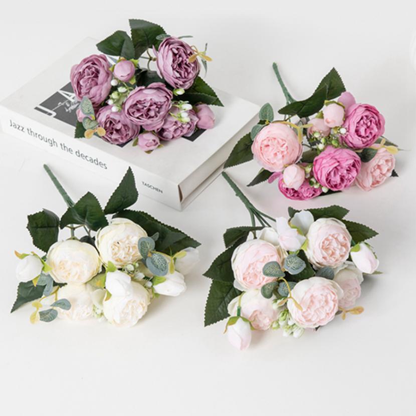 30CM Artificial Flowers Silk Peony Bouquet Festival Vases for Decoration Craft Home Garden Living Room Wedding Accessories Props