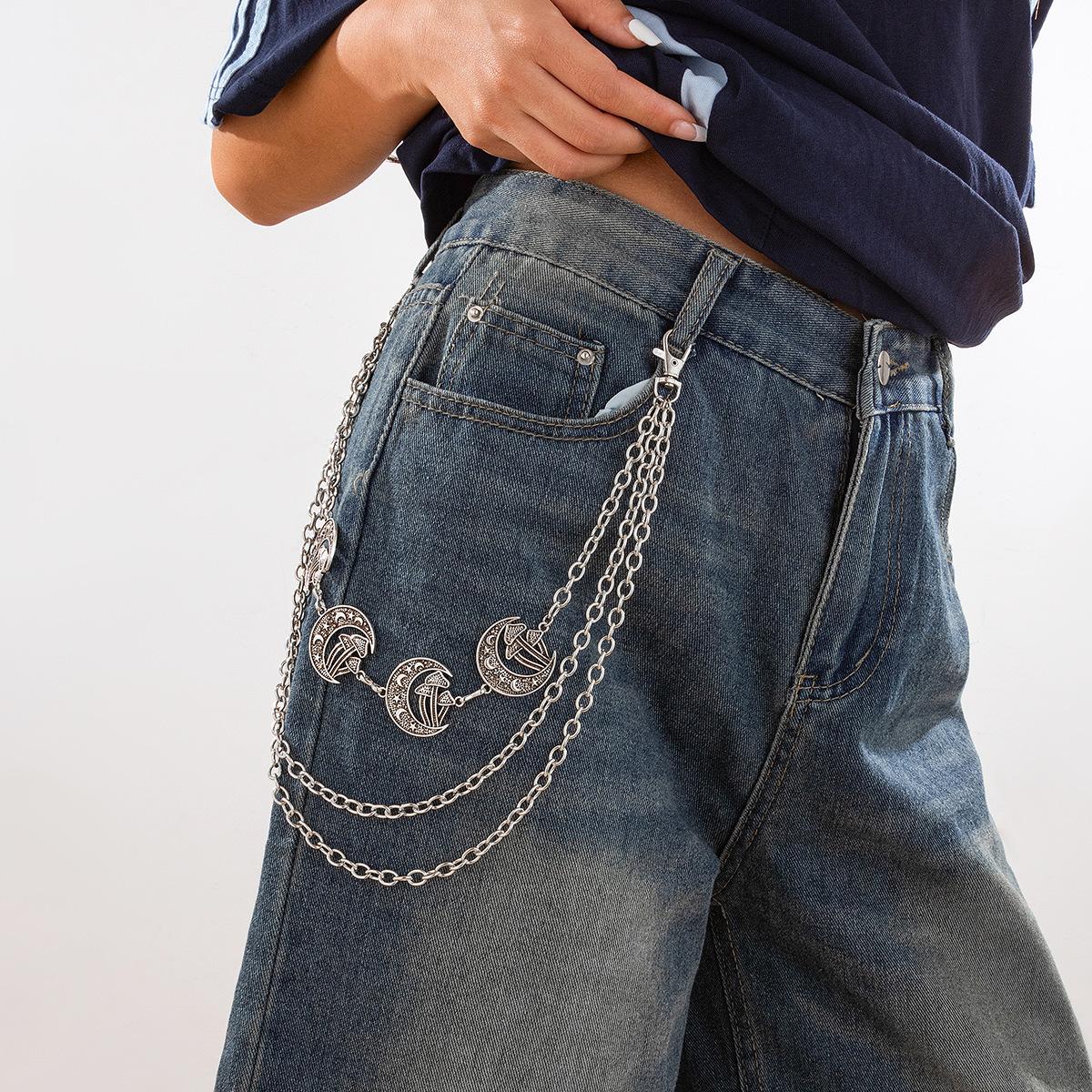 Hip Hop Sun Multi-Layer Tassel Chain Trousers Female, Punk Moon Star Bodyjewelry