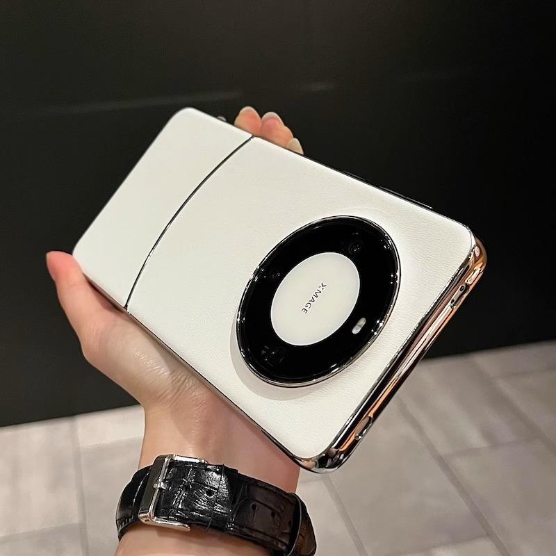 New Leather Pattern Electroplating Suitable for Huawei Mate60Pro Mobile Phone Case Anti Fall Luxury Creative Mate70 Protection Case