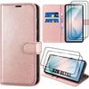 Case for Samsung Galaxy S26 Ultra, Anti-Scratch Protection Pink Leather Effect - 2 Tempered Glasses