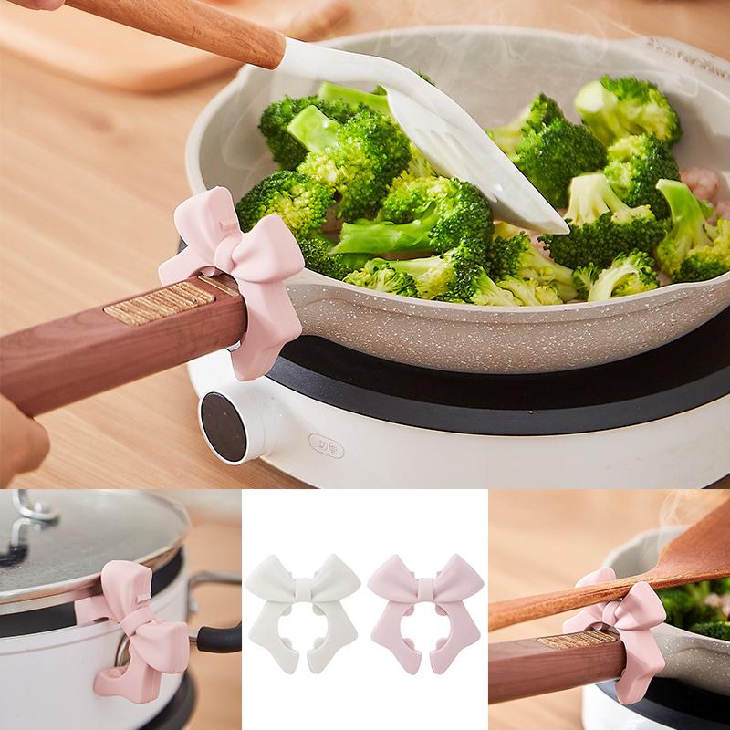 1/2 Piece Bowknot Silicone Spatula Holder Anti-Scalding Cutlery Holder Suitable For Spoon Cooking Utensils