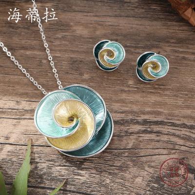 New Color Oil Irregular Rose Stud Earrings Pendant Set, Ladies Premium Necklace Earrings