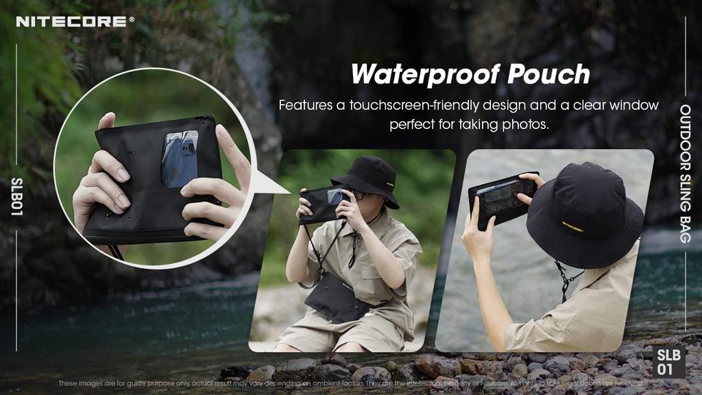 Nitecore Cell Phone Pouch Case, Dry Bag, Sling Bag, IPX8 Waterproof, with Strap, Black