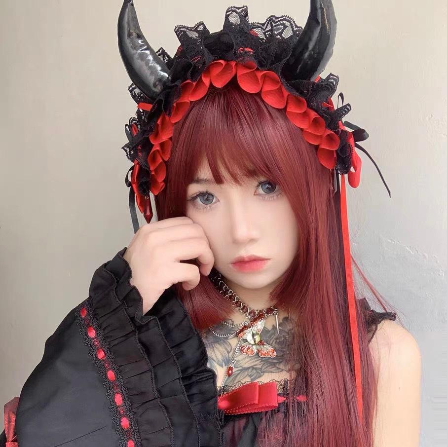 Gothic Lolita Devil Horns Headband - Versatile Halloween Hair Accessory