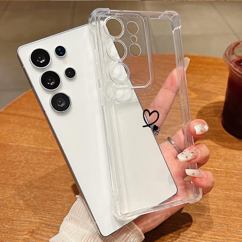 Love Heart Pattern Clear Shockproof Cover For Samsung S25 Edge S24 FE S23 Ultra S22 A56 A36 A16 A55 A35 Soft Silicone Slim Phone Case Shell