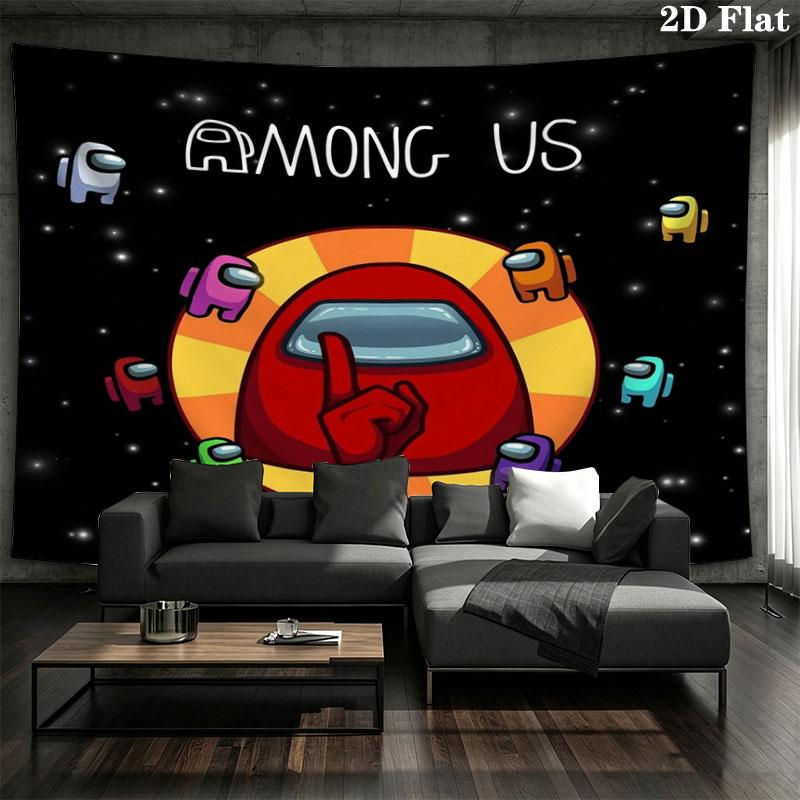 Among Us Custom Name Wall Tapestry Aesthetic Wall Hanging Printed Fabric Blanket Decorative Tapestries for Bedroom Living Room Home Decor