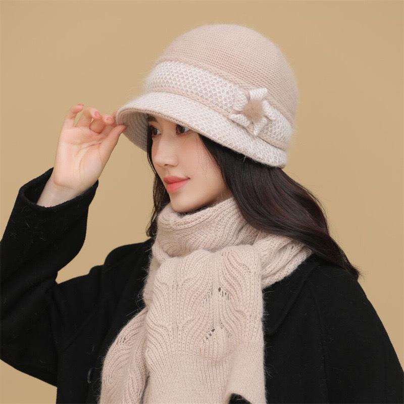 

Winter Hat Women s Warm Knitted Wool Hat Thickened Cold Proof Middle Aged Elderly Mom Hat One size