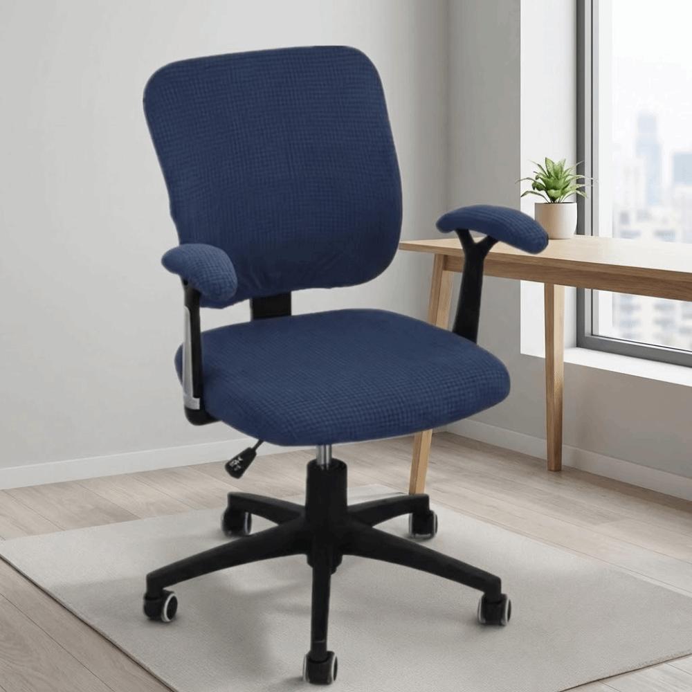 Solid Color Office Chair Covers Polyester Elastic Computer Split Seat Cover Stretchable Dustproof Chair Seat Slipcovers