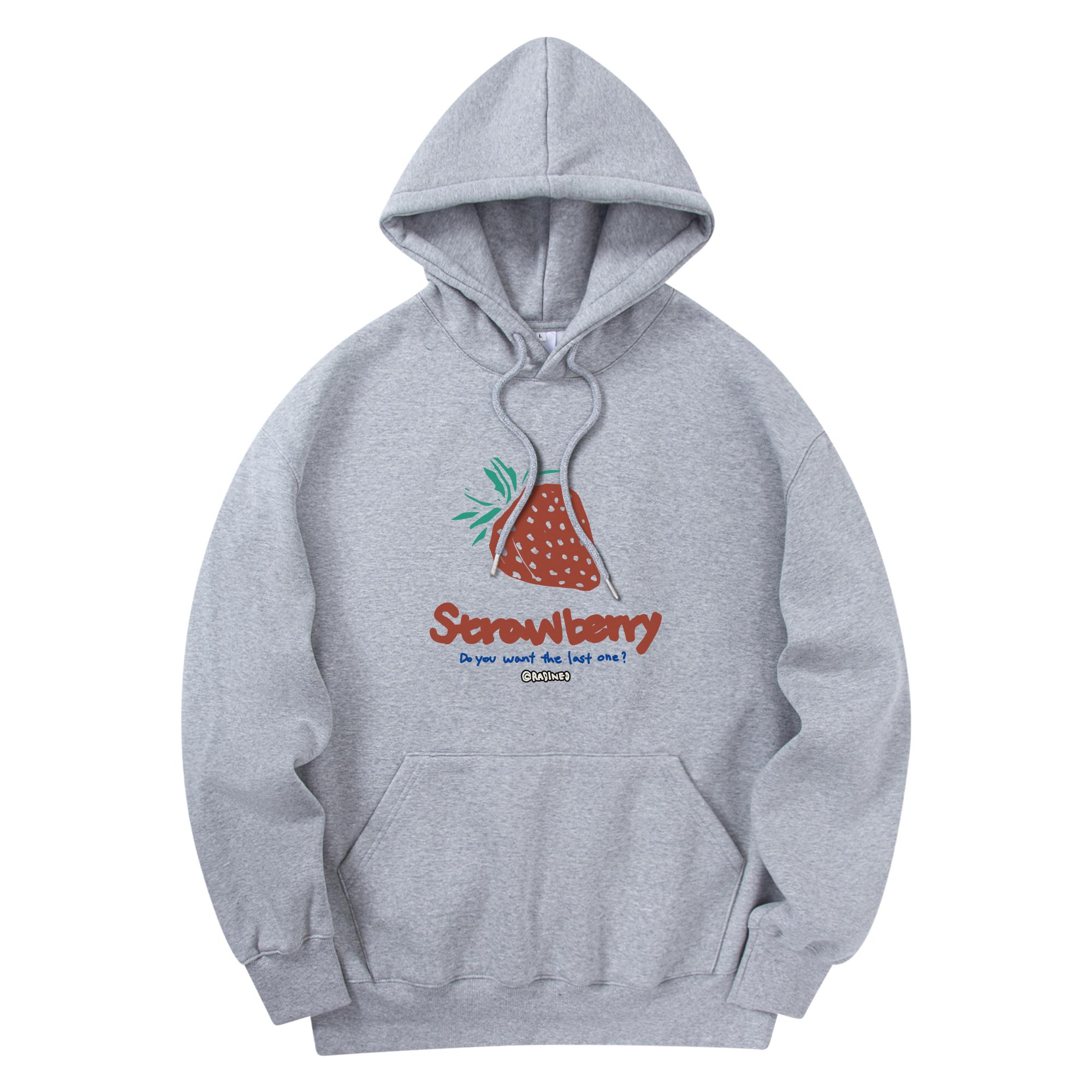 Radineo Серая толстовка с капюшоном и принтом клубники Gray (Gray)/M