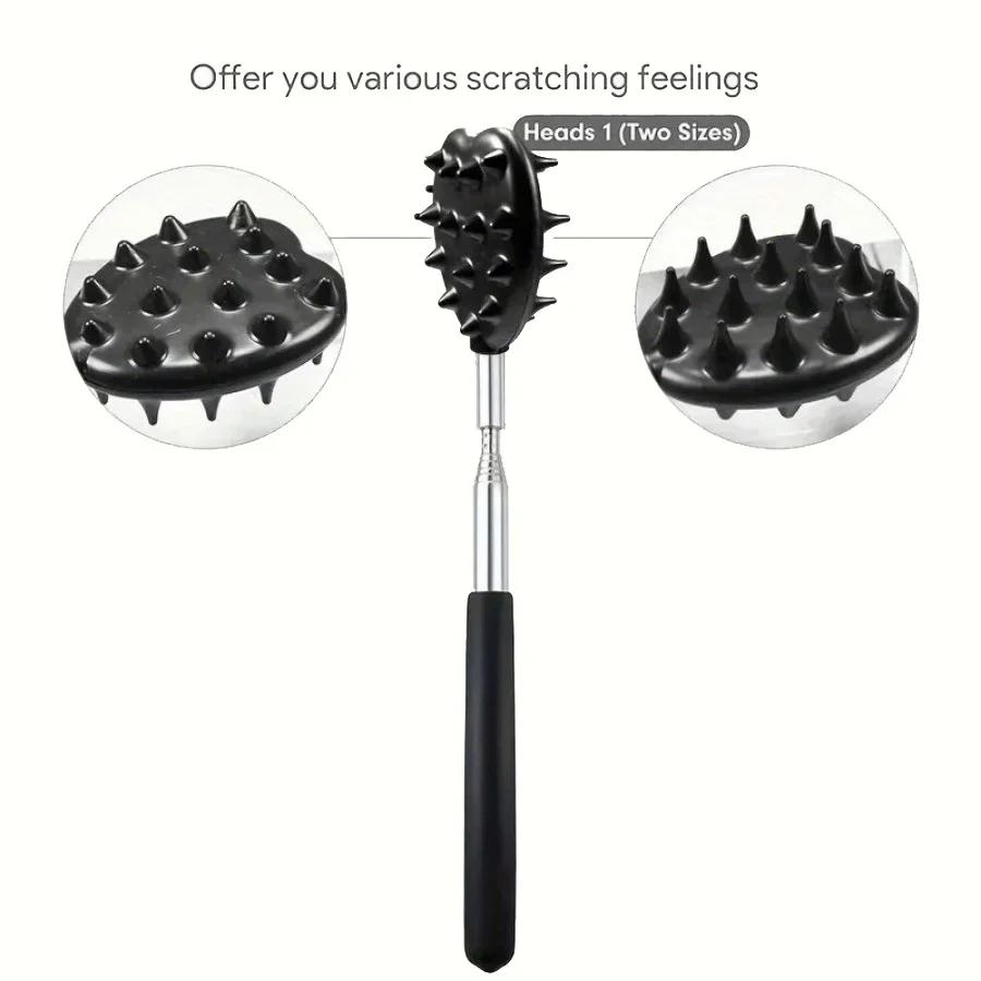 Extendable Cactus Back Scratcher with 1/4-inch & 1/2-inch Spikes, Retractable One-Hand Itch Stick for Men & Women, Durable PVC