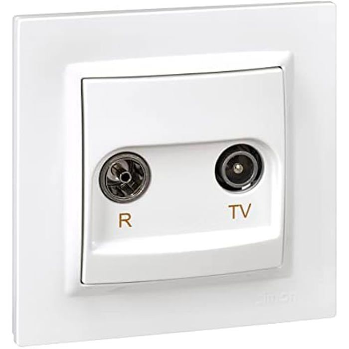 Prise intermédiaire d'antenne tv et radio - simon - simon 10 - blanc - encastrable - intérieur