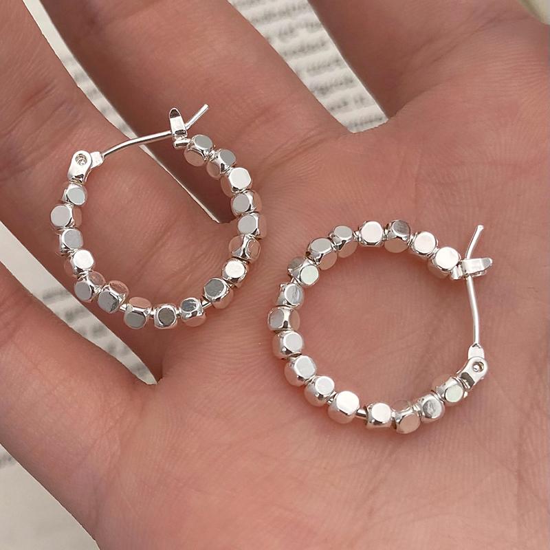 PONYKISS Круглые серьги-кольца из стерлингового серебра для женщин Минималистичные Хип-Хоп Изящные Персональные Аксессуары