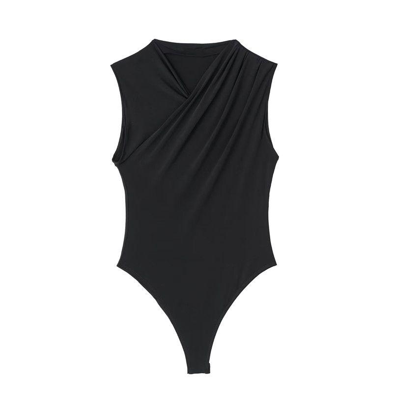 

Модный стиль 2023 Летняя мода Женская одежда Новый комбинезон с драпировкой на вырезе Топы Рубашка 1165081 520 Black XS