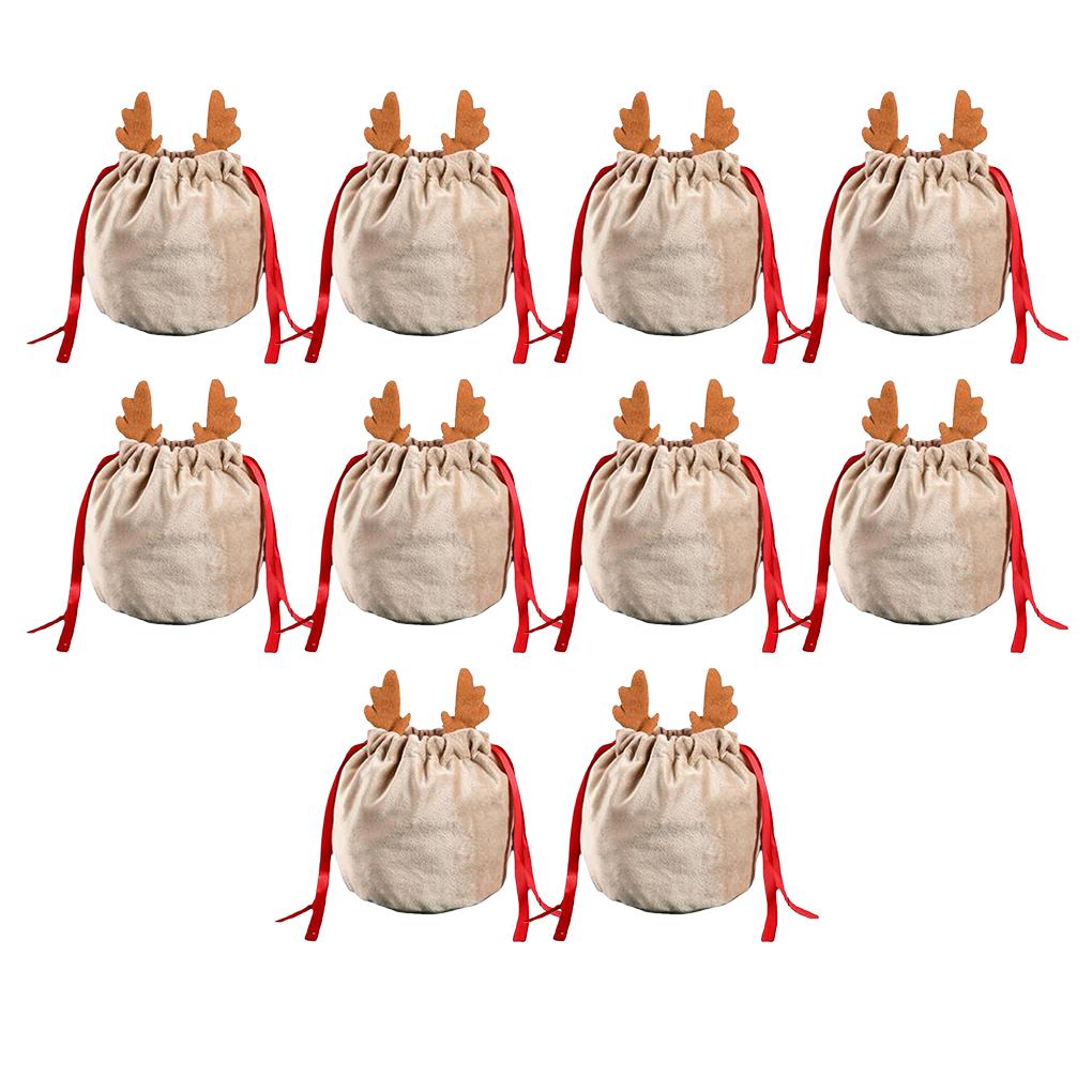 

10pack/lot Candy Bags Velvet Draw Soft Bunny For Easy Lacing And Convenient Storage Christmas Candy khaki 13x13cm
