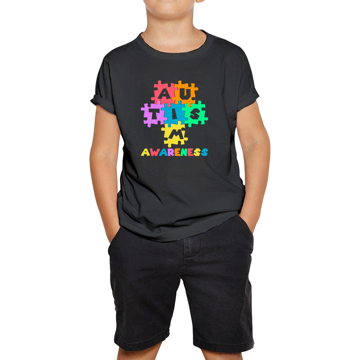 Autism Awareness Jigsaw Puzzle Pieces Autism Support Acceptance Autistic Pride Autism Month Kids T Shirt 150