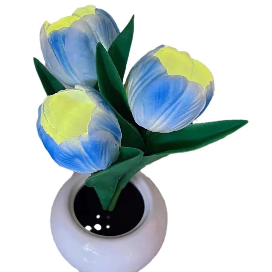 LED Tulip Night Light, a decorative bedside lamp for dormitories, a sleep light, a simulated flower ambient light, gift
