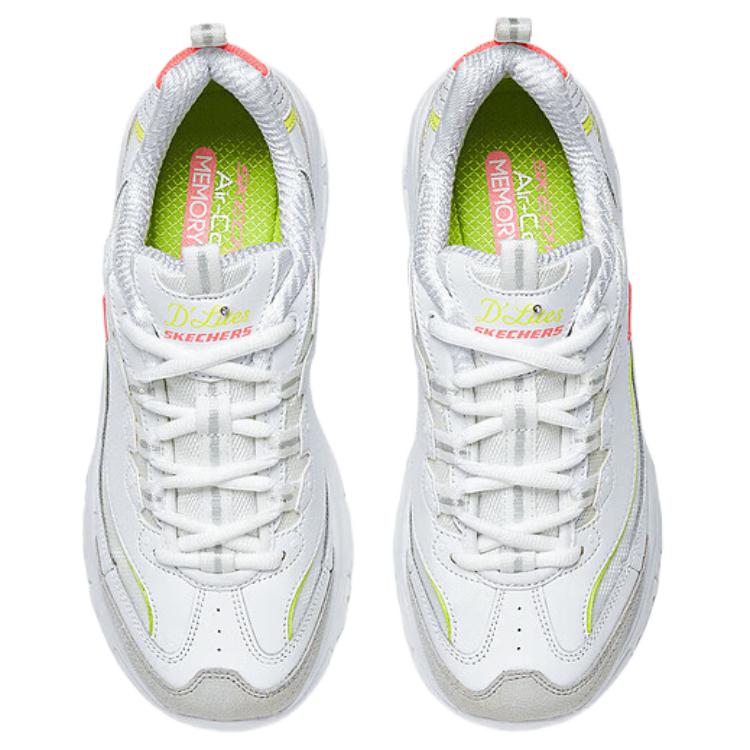 Skechers DLites Comfortable Versatile Low-Top Dad Shoes Women Sneakers White Yellow 150231-WNPL