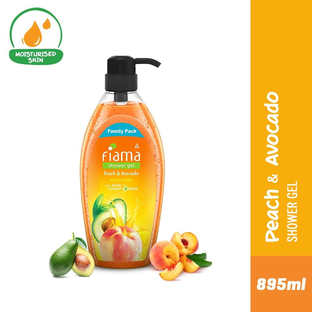 Fiama Body Wash Shower Gel Peach & Avocado 900ml Family Pack Soft Moisturising Skin for Women and Men