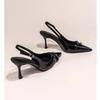 Women's High-heeled Shallow Mouth Shoes Summer Elegant Buckle Decorated Black Shoes