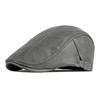 Men Advanced Hat Retro Faux Leather Retro British Style Solid Color Firm Stitching Windproof Thicken Warm Beret Newsboy Cap