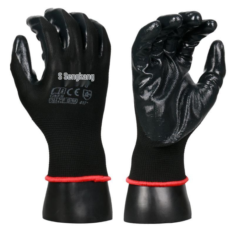 King Nitrile Wear-Resistant Labor Protection Gloves - 13-Gauge Knitted, Breathable, Dipped Industrial Gloves for Construction and Handling