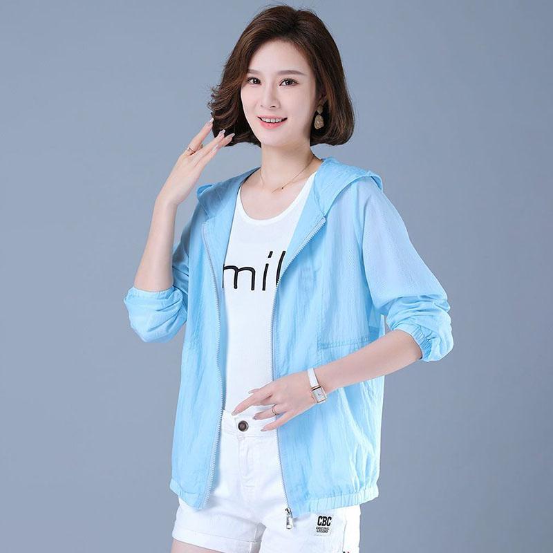 Hooded Thin Jacket Women's Sunscreen Clothing Long Sleeved Breathable Short Coat Daily Simple Casual Summer