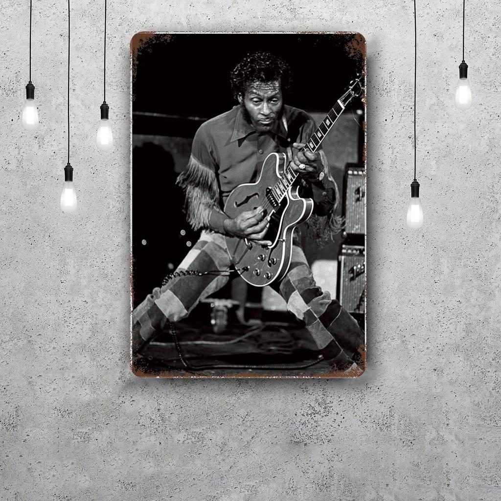 Chuck Berry Band Decor Poster Vintage Tin Sign Metal Sign Decorative Plaque for Pub Bar Man Cave Club Wall Decoration