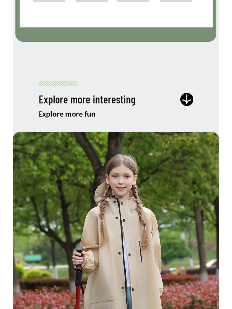 Kinder Unisex Langer Dicker Wasserdichter Poncho für Schule und Radfahren