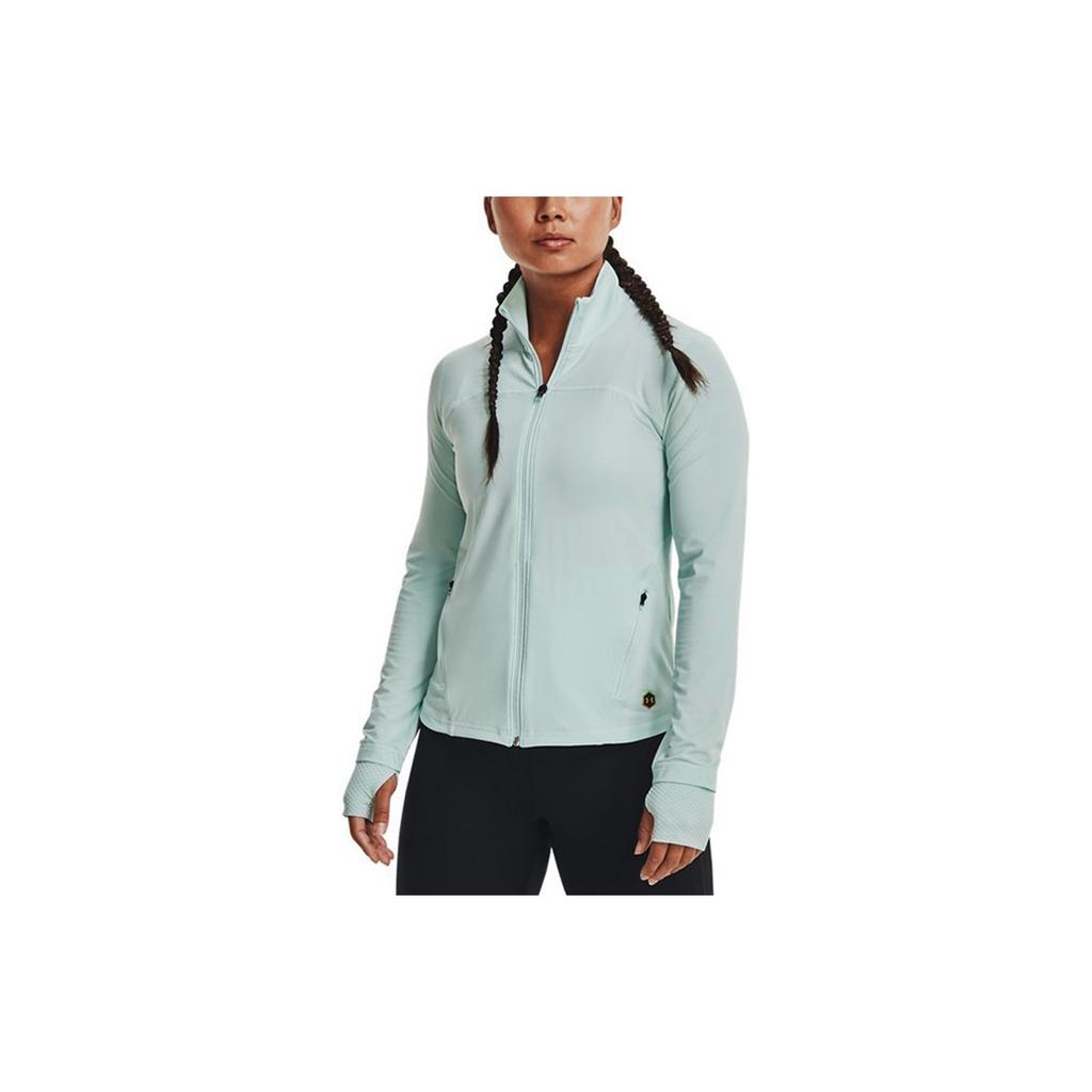 Under Armour Solid Color Zip Training Sports Stand Collar Jacket Women Jackets Green 1359081-936