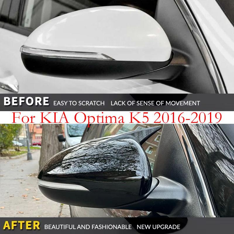 For Kia Optima K5 2011-2015/2016-/- Car Sticker Rearview Side Mirror Cover Wing Cap Exterior Case Trim Carbon Fiber