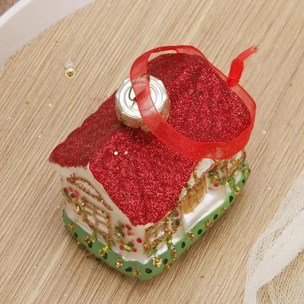 Handmade DIY Christmas House Tree Ornaments Glass Decorations for Home New Year Party 2025 Nativity Glass Christmas Toys