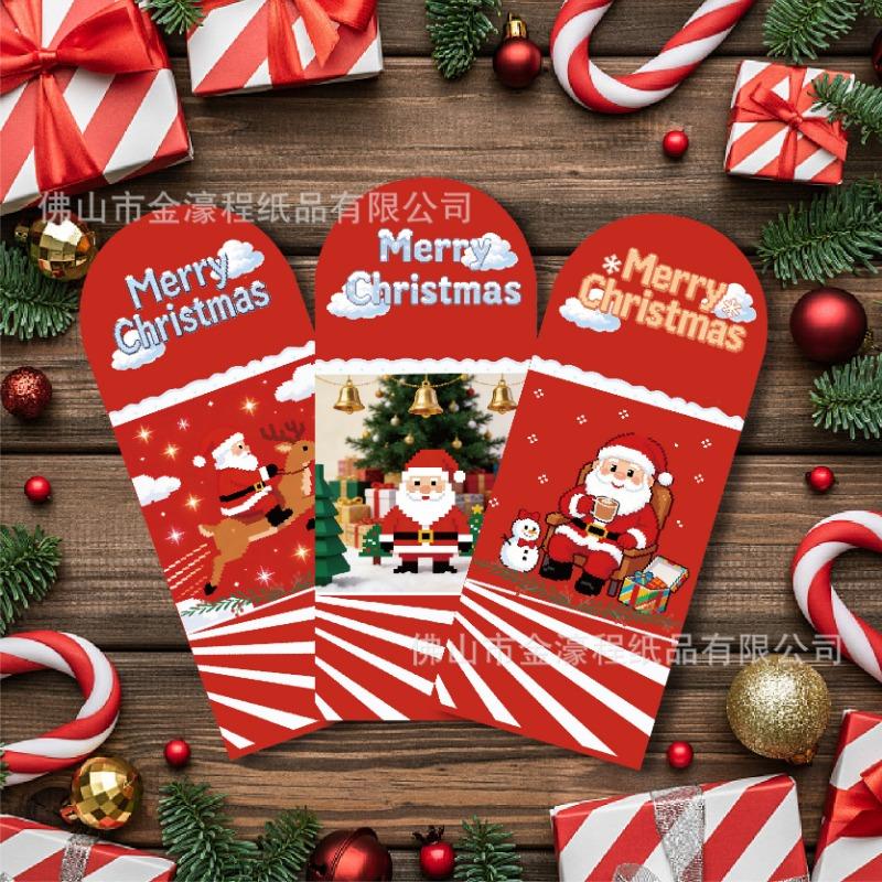 Creative Folding Cartoon Christmas Greeting Card Set With Envelopes And Stickers