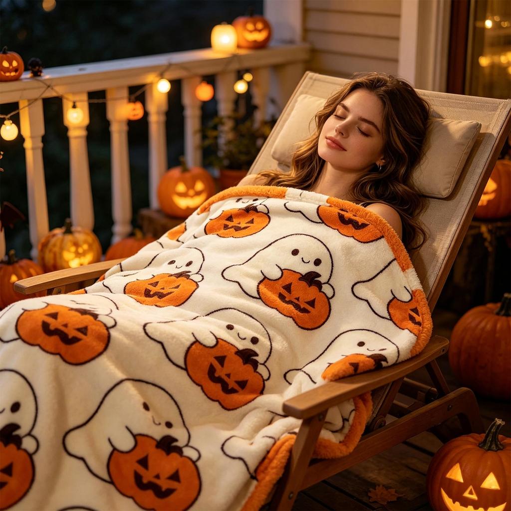 Halloween Pumpkin Throw Blanket for Holiday Decoration and Cozy Warmth