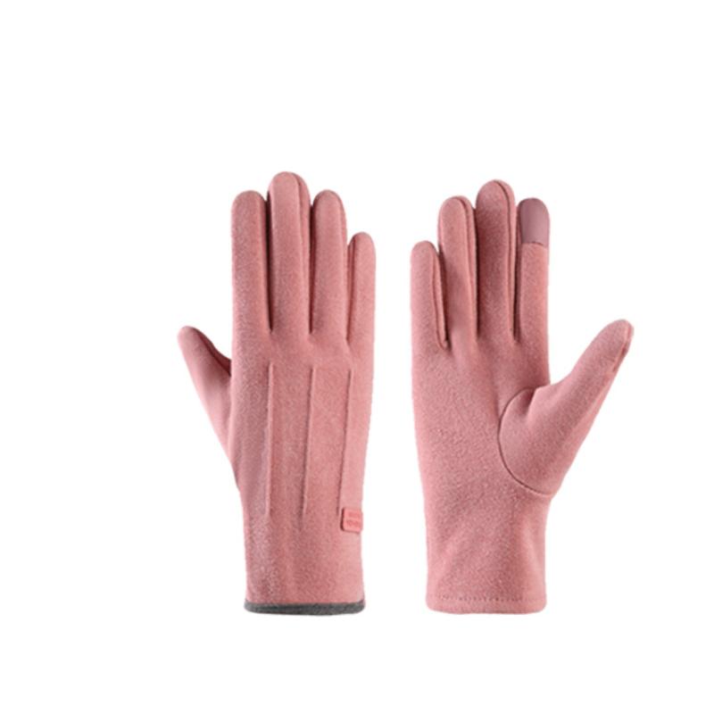 Damskie zimowe grube pluszowe rękawiczki modne ciepłe zamszowe Outdoor Guantes damskie rękawiczki do jazdy z ekranem dotykowym sportowe rękawiczki rowerowe