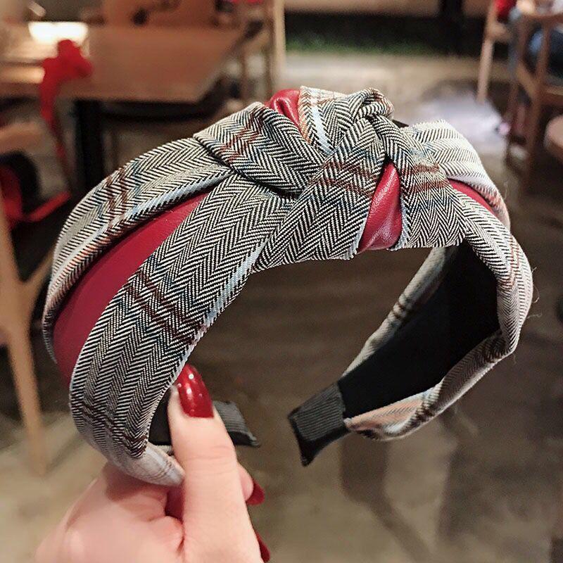 Korean Knot Headband: PU Leather Twill Hair Accessory for Face Wash
