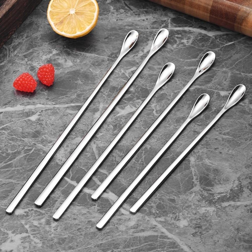 4PCS Mini Drink Stirrers Stainless Steel Drink Mixing Swizzle Stick Ice Tea Spoon Ice Cream