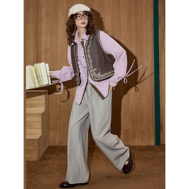 Coolhut Bohemian Plant Embroider New Fashion Versatile Ethnic Style Casual Vest for Women