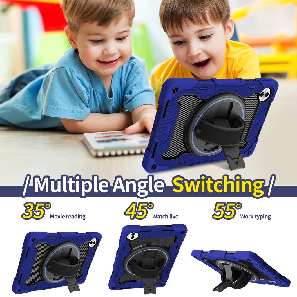 Heavy Duty Rugged Case for Huawei Honor Pad 10 (Tablet 10) 2025 12.1 Inch HEY3-W00 360 Rotating Kickstand Cover with Hand Strap